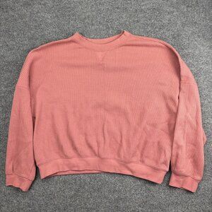GAP Sweater Womens 2XL Pink Waffle Knit Crewneck Pullover Long Sleeve Casual